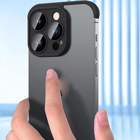 حافظة لهاتف iPhone 15 Pro Max بدون إطار، مقاس نحيف بدون ظهر بدون إطار، غطاء إطار ممتص للصدمات من مادة TPU بدون ظهر مقاوم للصدمات، حماية شديدة التحمل، تبديد ممتاز للحرارة (رمادي تيتانيوم) in Kuwait