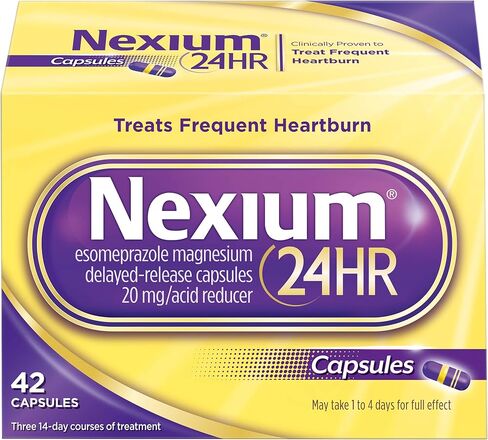 Nexium 24HR Acid Reducer Heartburn Relief Capsules for All-Day and All-Night Protection from Frequent Heartburn, Heartburn Medicine with Esomeprazole Magnesium - 42 Count in Saudi Arabia