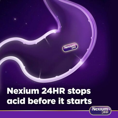 Nexium 24HR Acid Reducer Heartburn Relief Capsules for All-Day and All-Night Protection from Frequent Heartburn, Heartburn Medicine with Esomeprazole Magnesium - 42 Count in Saudi Arabia