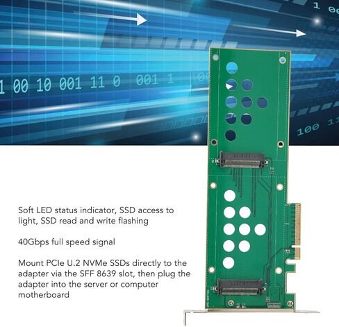 بطاقة محول Zopsc U.2 Nvme PCIe SSD، PCIE X8 X16 إلى U.2x2 محرك مزدوج U.2 Nvme PCIe SSD بطاقة Riser لسلسلة Intel SSD D7 P5510، سلسلة D7 P5500، سلسلة D7 PC5600، إلخ in Kuwait