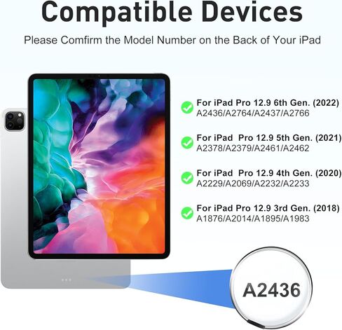 حافظة لوحة المفاتيح السحرية لجهاز iPad Pro مقاس 12.9 بوصة الجيل السادس/الخامس/الرابع/الثالث مع حامل ناتئ عائم، حافظة لوحة مفاتيح مغناطيسية مع لوحة تتبع متعددة اللمس وحامل أقلام، إضاءة خلفية لاسلكية BT - أبيض in Kuwait
