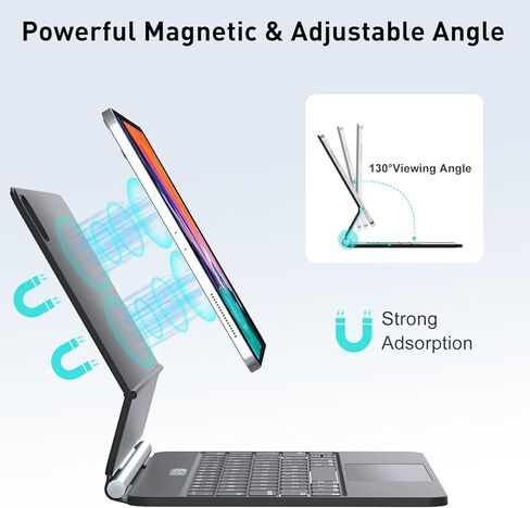 حافظة لوحة المفاتيح السحرية لجهاز iPad Pro مقاس 12.9 بوصة الجيل السادس/الخامس/الرابع/الثالث مع حامل ناتئ عائم، حافظة لوحة مفاتيح مغناطيسية مع لوحة تتبع متعددة اللمس وحامل أقلام، إضاءة خلفية لاسلكية BT - أبيض in Kuwait