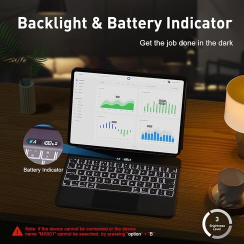 حافظة لوحة المفاتيح السحرية لجهاز iPad Pro مقاس 12.9 بوصة الجيل السادس/الخامس/الرابع/الثالث مع حامل ناتئ عائم، حافظة لوحة مفاتيح مغناطيسية مع لوحة تتبع متعددة اللمس وحامل أقلام، إضاءة خلفية لاسلكية BT - أبيض in Kuwait