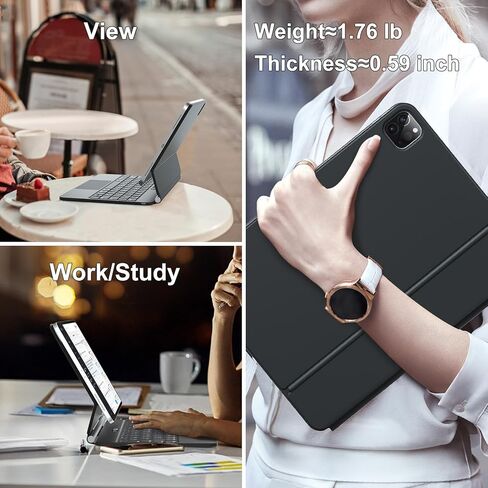 حافظة لوحة المفاتيح السحرية لجهاز iPad Pro مقاس 12.9 بوصة الجيل السادس/الخامس/الرابع/الثالث مع حامل ناتئ عائم، حافظة لوحة مفاتيح مغناطيسية مع لوحة تتبع متعددة اللمس وحامل أقلام، إضاءة خلفية لاسلكية BT - أبيض in Kuwait