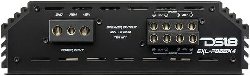 DS18 EXL-P2000X4 Korean 4-Channel Full Range Car Audio Amplifier Competition Grade Class AB MOSFET Amp 2000 Watts Rms - Remote BASS Knob Included in Saudi Arabia