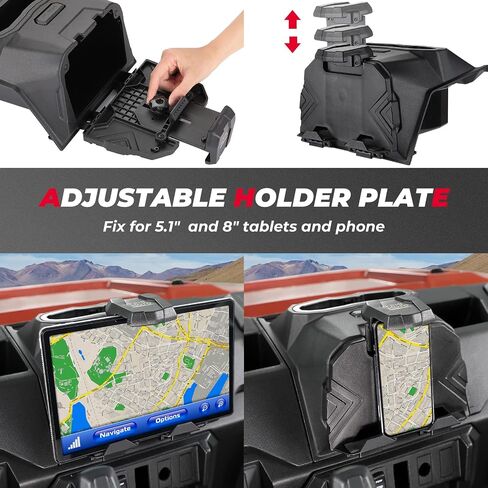 حامل الكمبيوتر اللوحي KEMIMOTO متوافق مع 2018-2023 Polaris Ranger XP 1000/ Crew، حامل هاتف Ipad مع صندوق تخزين (لا يناسب الزجاج الأمامي القابل للطي) in Kuwait
