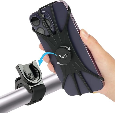 حامل هاتف للدراجة، حامل هاتف محمول للدراجة النارية، حامل هاتف للدراجة من السيليكون يدور 360 درجة، متوافق مع iPhone 13/12/11 Pro Max XS Max XR X 8 7 6S Plus SE in Kuwait