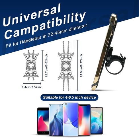 حامل هاتف للدراجة، حامل هاتف محمول للدراجة النارية، حامل هاتف للدراجة من السيليكون يدور 360 درجة، متوافق مع iPhone 13/12/11 Pro Max XS Max XR X 8 7 6S Plus SE in Kuwait