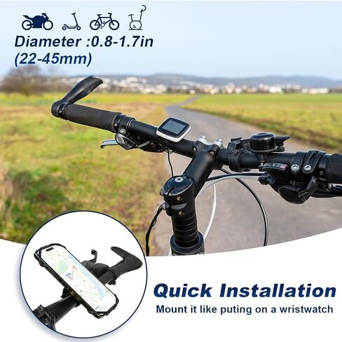 حامل هاتف للدراجة، حامل هاتف محمول للدراجة النارية، حامل هاتف للدراجة من السيليكون يدور 360 درجة، متوافق مع iPhone 13/12/11 Pro Max XS Max XR X 8 7 6S Plus SE in Kuwait