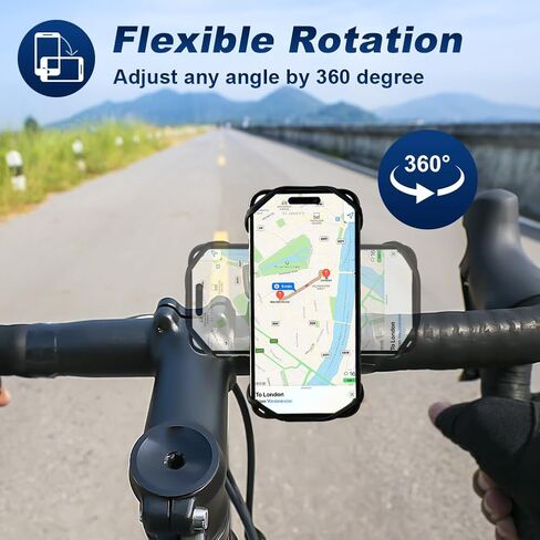 حامل هاتف للدراجة، حامل هاتف محمول للدراجة النارية، حامل هاتف للدراجة من السيليكون يدور 360 درجة، متوافق مع iPhone 13/12/11 Pro Max XS Max XR X 8 7 6S Plus SE in Kuwait