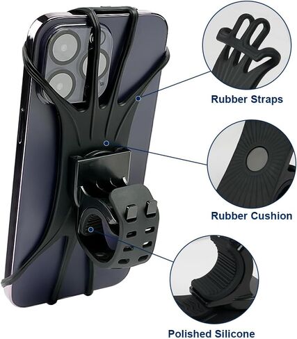 حامل هاتف للدراجة، حامل هاتف محمول للدراجة النارية، حامل هاتف للدراجة من السيليكون يدور 360 درجة، متوافق مع iPhone 13/12/11 Pro Max XS Max XR X 8 7 6S Plus SE in Kuwait