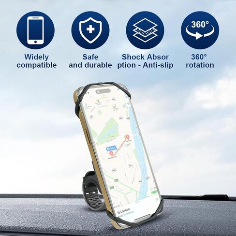 حامل هاتف للدراجة، حامل هاتف محمول للدراجة النارية، حامل هاتف للدراجة من السيليكون يدور 360 درجة، متوافق مع iPhone 13/12/11 Pro Max XS Max XR X 8 7 6S Plus SE in Kuwait