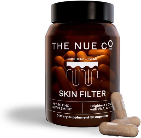 The Nue Co. مكمل تصفية البشرة، تفتيح البشرة وتنعيمها، يهدئ العيوب، يحتوي على بيتا كاروتين، فيتامين C والزنك، نباتي، خالي من الغلوتين، 30 كبسولة in Saudi Arabia
