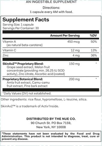 The Nue Co. مكمل تصفية البشرة، تفتيح البشرة وتنعيمها، يهدئ العيوب، يحتوي على بيتا كاروتين، فيتامين C والزنك، نباتي، خالي من الغلوتين، 30 كبسولة in Saudi Arabia
