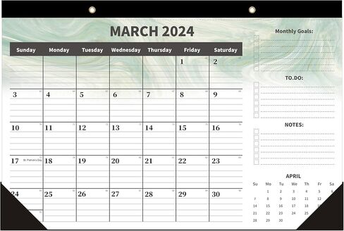 Desk Calendar 2024,Large Desk Calendar 2024-17" x 12" Monthly Wall Calendar for Home or Office,Large Ruled Blocks,Clear Plastic Cover,Thick Paper,Calendar Now Runs until December 2024 in Kuwait