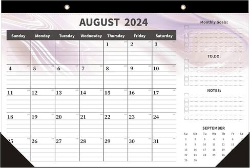 Desk Calendar 2024,Large Desk Calendar 2024-17" x 12" Monthly Wall Calendar for Home or Office,Large Ruled Blocks,Clear Plastic Cover,Thick Paper,Calendar Now Runs until December 2024 in Kuwait