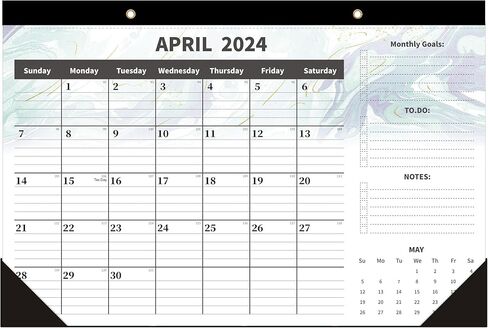 Desk Calendar 2024,Large Desk Calendar 2024-17" x 12" Monthly Wall Calendar for Home or Office,Large Ruled Blocks,Clear Plastic Cover,Thick Paper,Calendar Now Runs until December 2024 in Kuwait