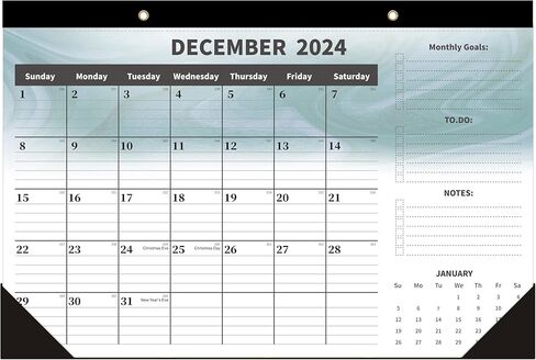 Desk Calendar 2024,Large Desk Calendar 2024-17" x 12" Monthly Wall Calendar for Home or Office,Large Ruled Blocks,Clear Plastic Cover,Thick Paper,Calendar Now Runs until December 2024 in Kuwait