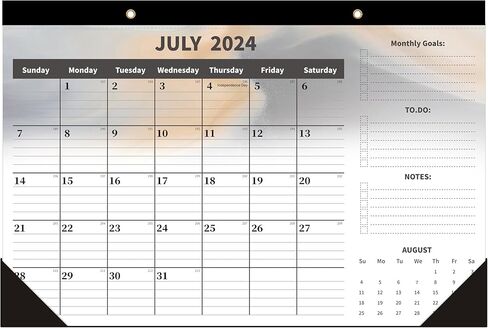 Desk Calendar 2024,Large Desk Calendar 2024-17" x 12" Monthly Wall Calendar for Home or Office,Large Ruled Blocks,Clear Plastic Cover,Thick Paper,Calendar Now Runs until December 2024 in Kuwait