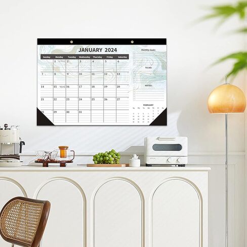 Desk Calendar 2024,Large Desk Calendar 2024-17" x 12" Monthly Wall Calendar for Home or Office,Large Ruled Blocks,Clear Plastic Cover,Thick Paper,Calendar Now Runs until December 2024 in Kuwait