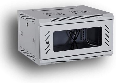 KENUCO [مجمعة بالكامل + متضمنة مروحة] حاوية خادم شبكة احترافية مثبتة على الحائط مقاس 19 بوصة حامل شبكة الخادم أبيض | رف-450 ملم | (6 يو) in Kuwait