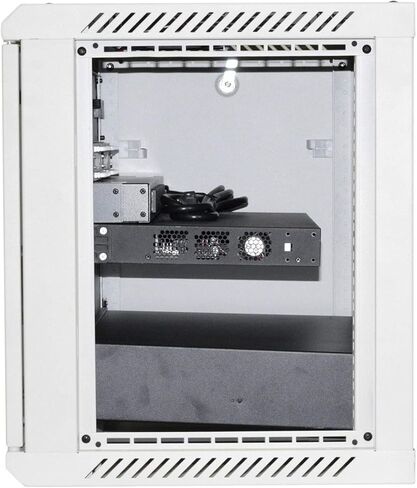 KENUCO [مجمعة بالكامل + متضمنة مروحة] حاوية خادم شبكة احترافية مثبتة على الحائط مقاس 19 بوصة حامل شبكة الخادم أبيض | رف-450 ملم | (6 يو) in Kuwait