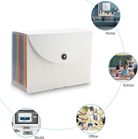 NAFY Accordion File Organizer, 24 Pockets Expanding File Folders, According File Organizer Portable Document Organizer with Blank Labels for Home Office School Supplies (Black) in Kuwait