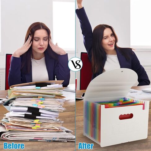 NAFY Accordion File Organizer, 24 Pockets Expanding File Folders, According File Organizer Portable Document Organizer with Blank Labels for Home Office School Supplies (Black) in Kuwait