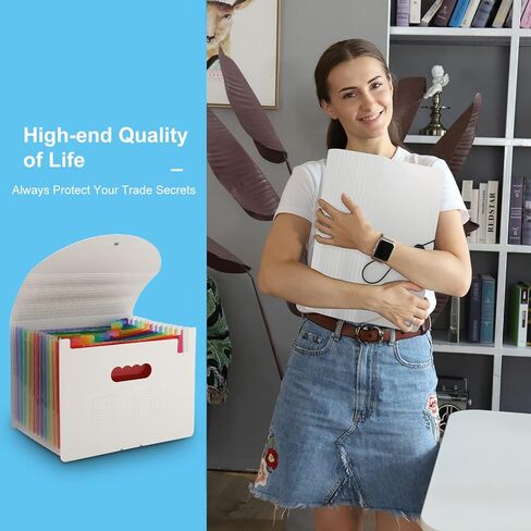 NAFY Accordion File Organizer, 24 Pockets Expanding File Folders, According File Organizer Portable Document Organizer with Blank Labels for Home Office School Supplies (Black) in Kuwait