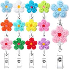 24 Pcs Spring Flower Badge Reel Retractable Nurse Badge Reel Cute Felt Badge Holder with Alligator Clip Nursing Name ID Badge Reel Accessories for Nurses Teacher Student Back to School Gifts in Kuwait