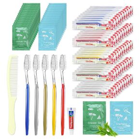 Bulk Hygiene Kits for Homeless,Disposable Toothbrushes with Toothpaste and Comb for Homeless Individually Wrapped，Basic Toiletry Kits Travel Size Shampoo And Body Wash For Hotel,Air Bnb Charity(20)