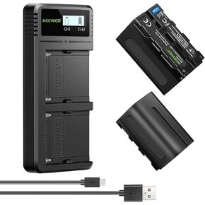Neewer Fast Charger Dual USB with 2-Pack 6600mAh Replacement NP-F970 Batteries, Compatible with Sony NP-F970 F960 F950 F770 F750 F570 F550,Handycam and Neewer Led Light, Monitor, Motorized Slider