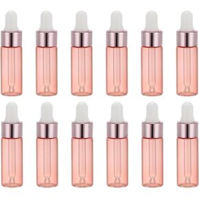 PATIKIL 3ml Glass Dropper Bottle, 12Pcs Leakproof Essential Oils Sample Liquid Perfume Container with Eye Dropper Label Funnel for Storage Home Travel, Pink in Kuwait
