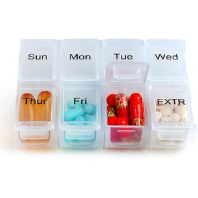 2 Packs Weekly Travel Pill Organizer Case for Purse with Removable 7 Day Box, Fashionable Pill Container for Medicine, Vitamin, Supplement
