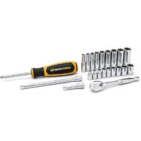GEARWRENCH 51 Pc. 1/4" Drive 12 Pt. Mechanics Tool Set, Standard & Deep, SAE/Metric - 80301