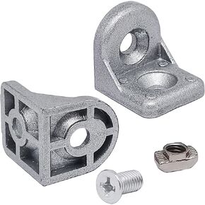 4sets Aluminum Profile Corner Bracket for 4040 Series Standard 8mm Slot Aluminum Profile,L Brackets Connector with Mounting Screws and T Nuts(Silver)