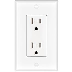 Amico 15A Wall Outlet, White Decorator Receptacle with Wall Plate, Tamper Resistant Electrical Outlet, Self-Grounding, 2-Pole, 3-Wire, Suitable for Home and Business, UL Listed, 50 Pack