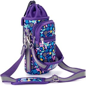 molshine Water Bottle Carrier Bag Holder with Phone Pocket Adjustable Strap for 25 32 40oz, Insulated Neoprene Cover Sleeve Sling Crossbody Bag for Walking Camping Hiking Travelling
