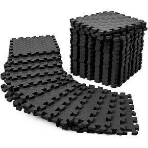 Gym Floor Set - Interlocking 18-Piece EVA家庭健身 Soft Foam Floor mat - Soft, Non-Slip and Waterproof, Easy to Clean - Perfect for Home Gym Exercise, Bedroom, Living Room and Outdoor use