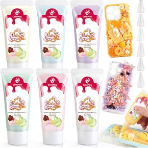 Cream Glue, 24PCS Whipped Cream Glue Kit (Each 50ml) with 36PCS Piping Tip, DIY Phone Case Kit for Decoration Craft for Birthday, Christmas