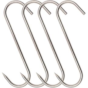 Alele 10 Inch Meat Hook Heavy Duty Stainless Steel Butcher Hooks for Hanging Beef,10 Pack