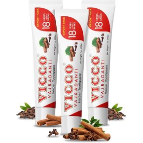 يحتوي معجون الأسنان العشبي فيكو فاجراديانتي ، الخالي من السكر ، على 20 أعشابًا من الايورفيدا واللحاء ، 100 ٪ طبيعية ، نباتية وخالية من القسوة-7 أوقية (حزمة 3) in Kuwait