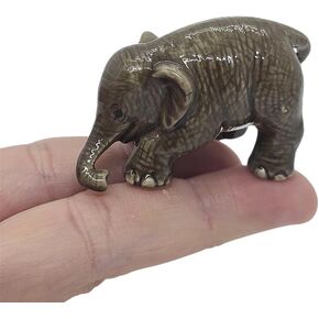 1" Tall Baby Elephants Ceramic Figurine Tiny cub elephant Miniature Animal Wildlift Porcelain Gift Table decor