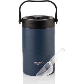 Insulated Ice Bucket with Lid and Scoop - 6.6 Quart Extra Large Double Wall Stainless Steel Ice Buckets for Cocktail Bar - Stay Cold up to 2 Days XXL Ice Bucket for Parties - Black