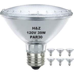 H&Z Par30 Short Neck, 6 Pack High Output Par30s Halogen 75W 120V, Par30 Dimmable Warm White 3000K, 75W Par30 Flood Light with E26 Medium Base for Recessed Trim Lighting, Track Light