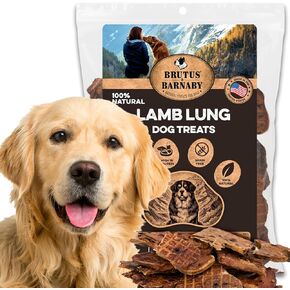 BRUTUS & BARNABY Lamb Lung Fillets for Dogs – 100% USA-Sourced Single Ingredient Dog Treat – High Protein, Healthy, All-Natural Dog Chews – Grain-Free, No Additives, (8oz) – Made in The USA