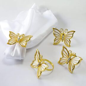 Pearl Napkin Rings Set of 6, Rustic Rose Napkin Rings Flower Dinner Napkin Holder for Mother's Day,Wedding,Dinners,Parties Table Decoration (Pink Rose)