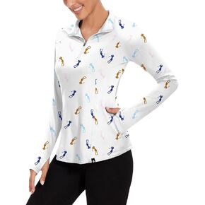 Soneven Long Sleeve Golf Polo Shirts for Women Stand Up Collar Tops Athletic Half Zip Pullover with Thumb Holes Pocket in Kuwait