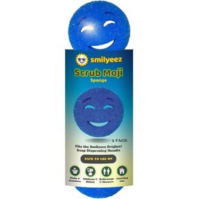 The Original Scrub Moji Scrubbing Sponge by Smilyeez (Set of 3) - Purple - Temperature-Responsive Polymer Foam, Stain and Odor Resistant, Ideal for Kitchen and Bathroom Cleaning