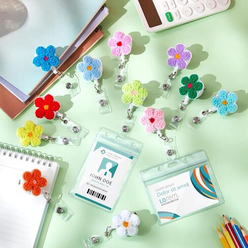 24 Pcs Spring Flower Badge Reel Retractable Nurse Badge Reel Cute Felt Badge Holder with Alligator Clip Nursing Name ID Badge Reel Accessories for Nurses Teacher Student Back to School Gifts in Kuwait